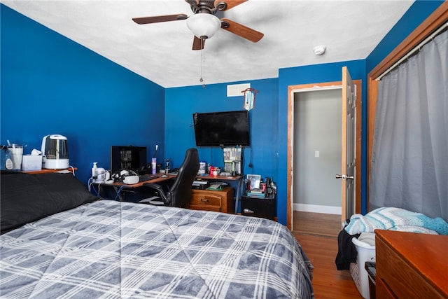 136 Wilde Field Dr, Warwick, RI 02889 - bedroom with baseboards, a ceiling fan, a closet, and wood finished floors