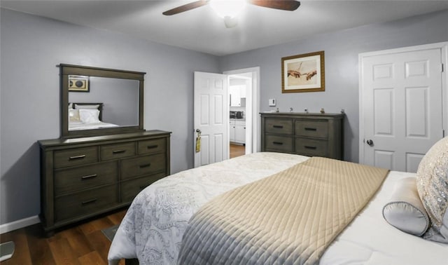 200 Manville Hill Rd Unit 126, Cumberland, RI 02864 - bedroom with a ceiling fan, baseboards, and dark wood-style floors