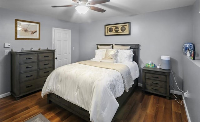 200 Manville Hill Rd Unit 126, Cumberland, RI 02864 - bedroom with dark wood-style flooring, baseboards, and ceiling fan