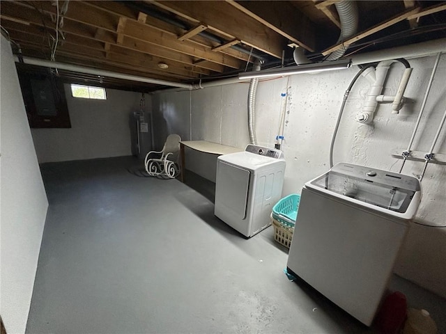 63 Duck Cove Rd, North Kingstown, RI 02852 - basement with water heater, electric panel, and washer and dryer
