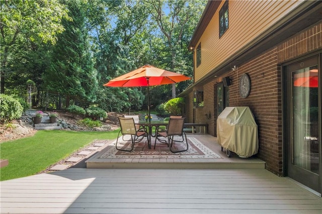 10 Oak Hill Dr, Lincoln, RI 02865 - wooden terrace with outdoor dining area, grilling area, and a yard