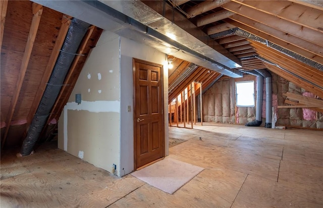 view of unfinished attic