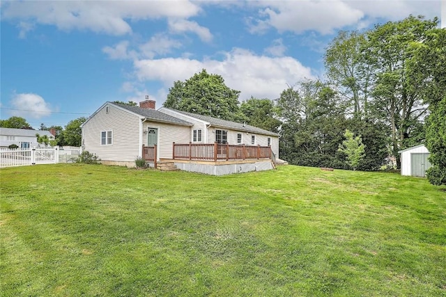 4 Johnson Ct, Bristol, RI 02809 - back of property featuring a deck and a chimney