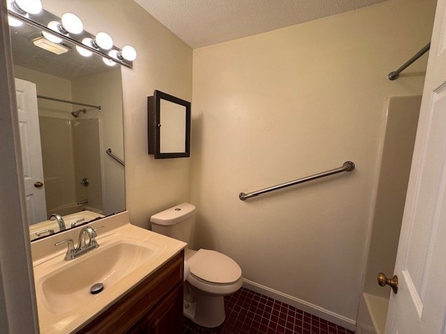 140 High St Unit 108, Westerly, RI 02891 - full bathroom with vanity, shower / bathing tub combination, tile patterned floors, toilet, and a textured ceiling