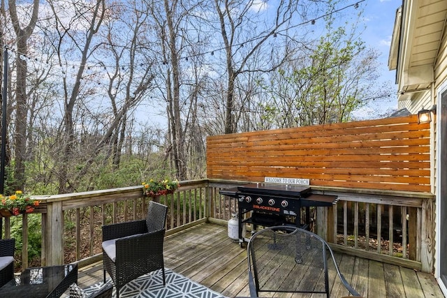 deck featuring grilling area