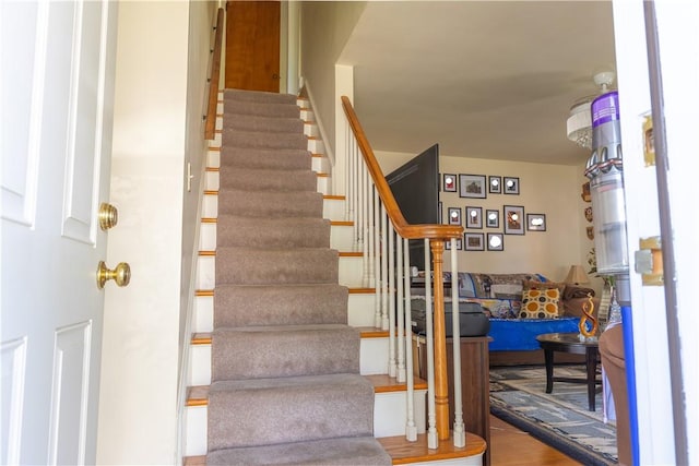 132 Bakers Creek Rd, Warwick, RI 02886 - stairway featuring wood finished floors