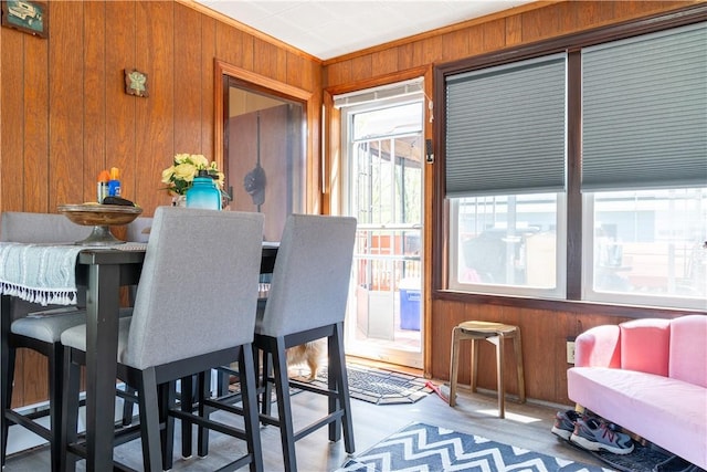 132 Bakers Creek Rd, Warwick, RI 02886 - dining area with wooden walls