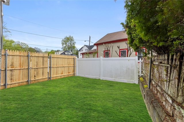 view of yard featuring a fenced backyard
