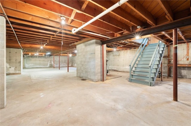 21 Top St, Westerly, RI 02891 - unfinished basement with stairway