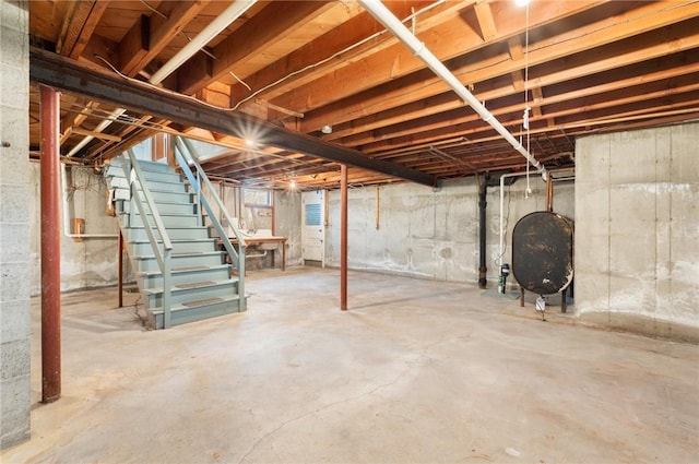 21 Top St, Westerly, RI 02891 - unfinished basement featuring stairs and heating fuel