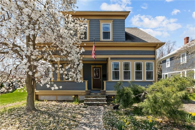 view of front of home featuring covered porch