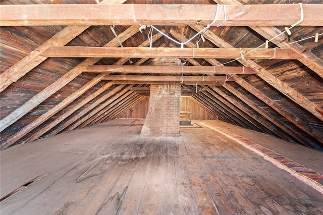 view of unfinished attic