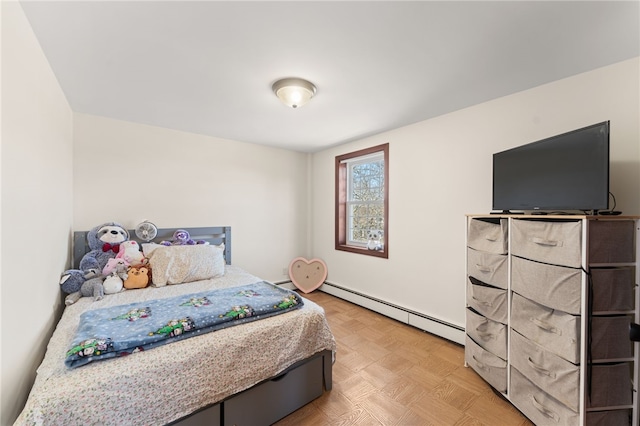 bedroom featuring a baseboard radiator