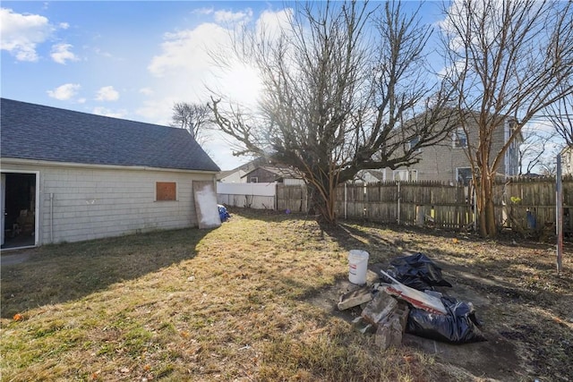 view of yard featuring a fenced backyard