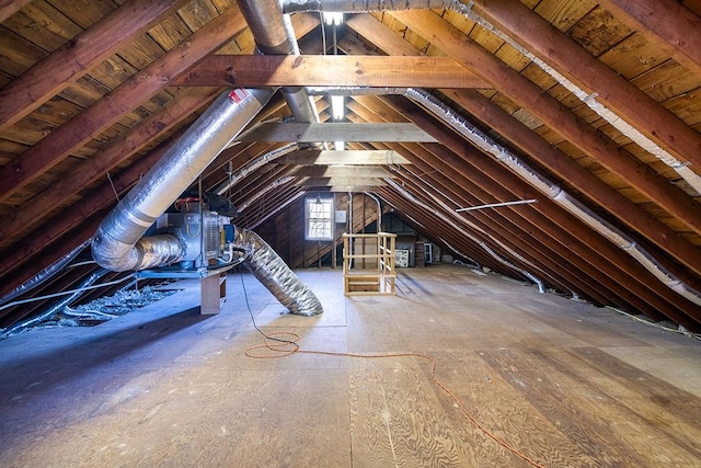 view of unfinished attic