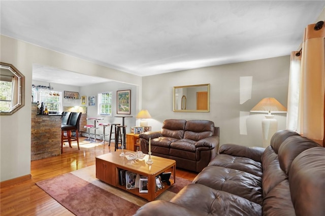 living room with wood finished floors