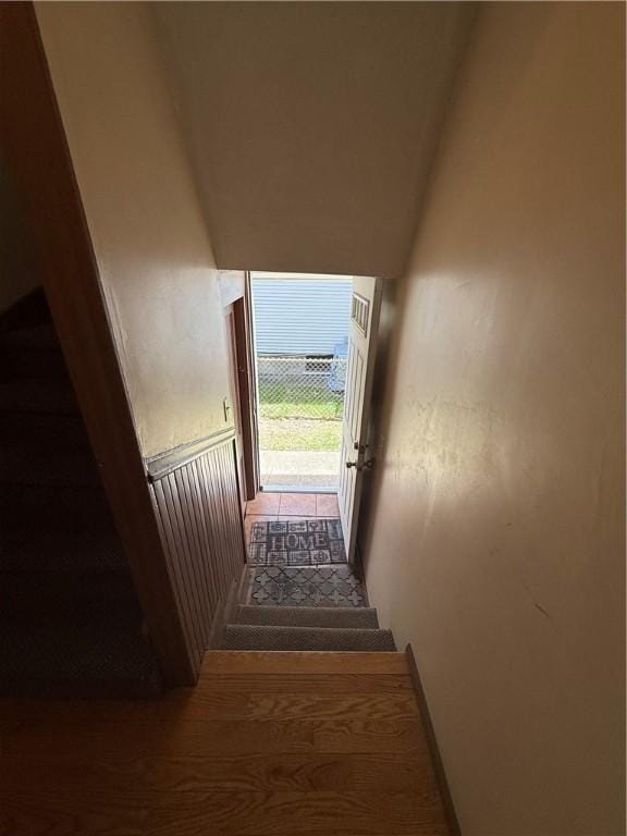 hallway featuring stairway