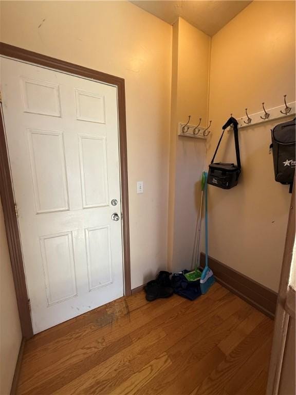 doorway featuring wood finished floors