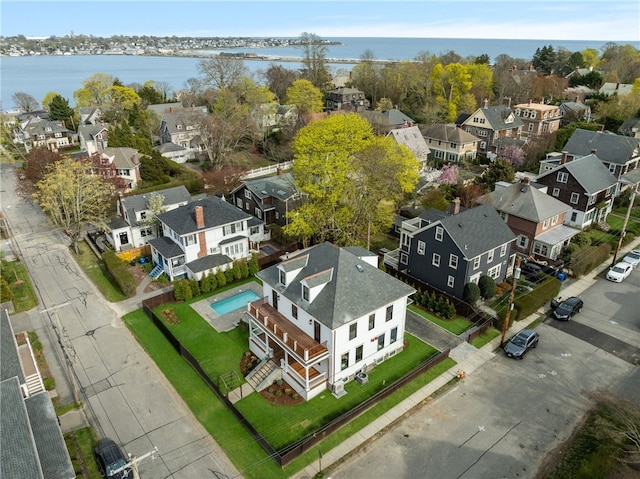 7 Champlin St, Newport, RI 02840 - drone / aerial view with a water view and a residential view
