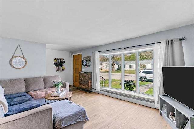 living room with wood finished floors