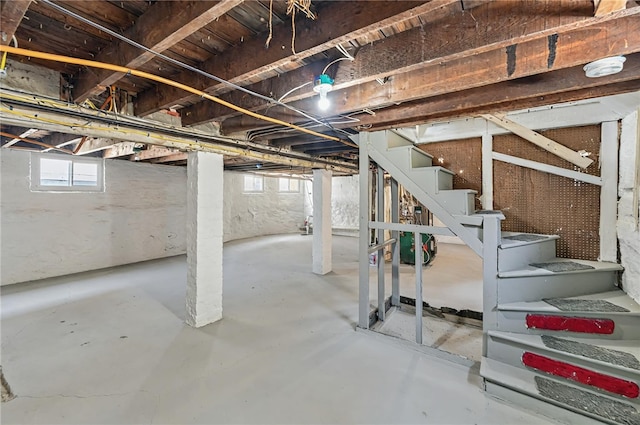 basement featuring stairway