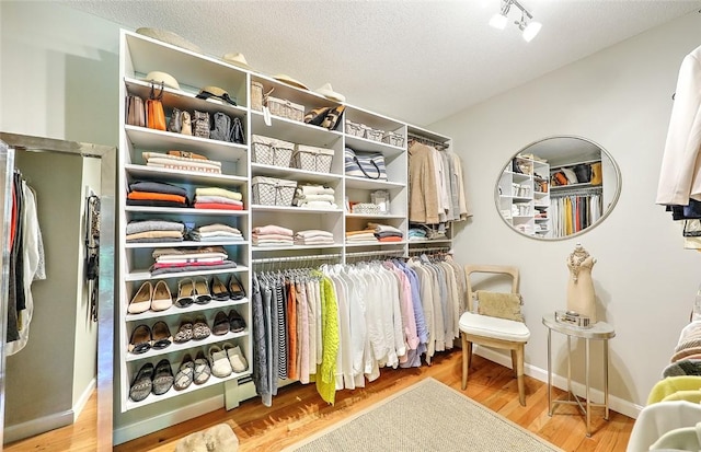 spacious closet with wood finished floors