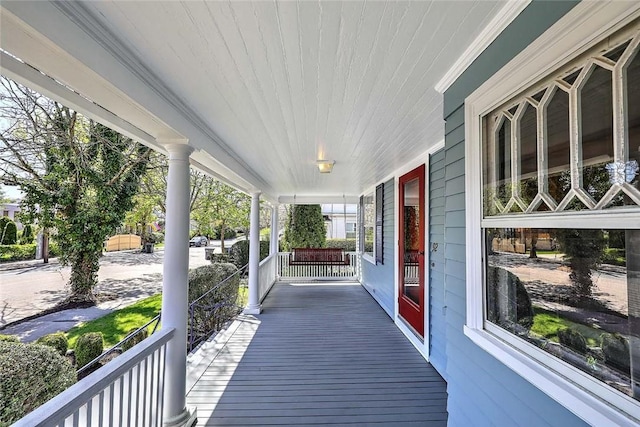 deck featuring a porch