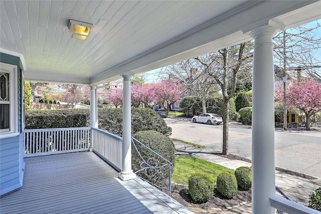 deck featuring a porch