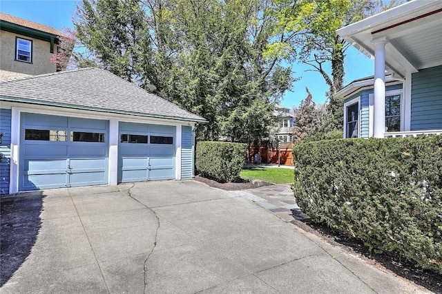 view of detached garage