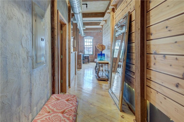 hall with light wood-style floors