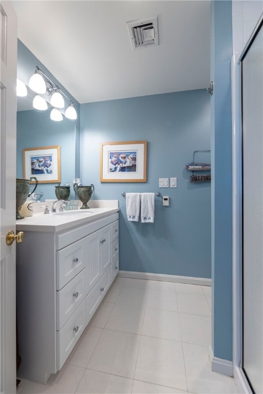 16 Central St, Charlestown, RI 02813 - full bathroom featuring baseboards, visible vents, a shower stall, and vanity