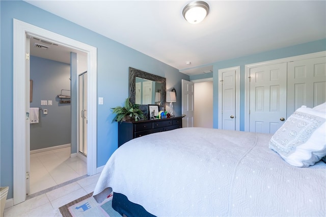 16 Central St, Charlestown, RI 02813 - bedroom featuring baseboards, visible vents, light tile patterned floors, and a closet
