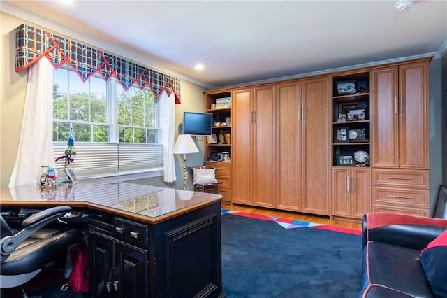 16 Central St, Charlestown, RI 02813 - office space with crown molding, recessed lighting, and wood finished floors