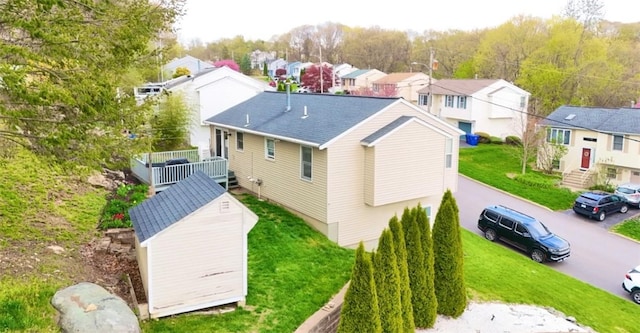 aerial view with a residential view