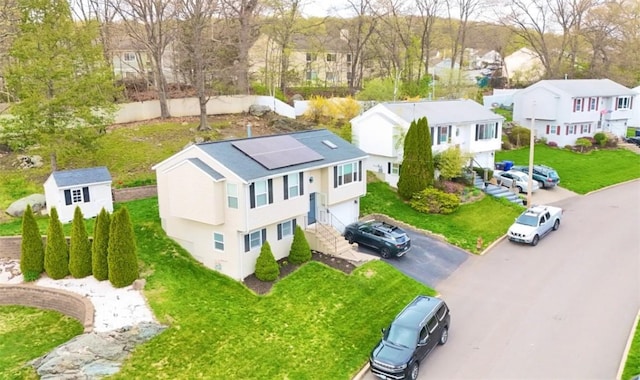 drone / aerial view with a residential view