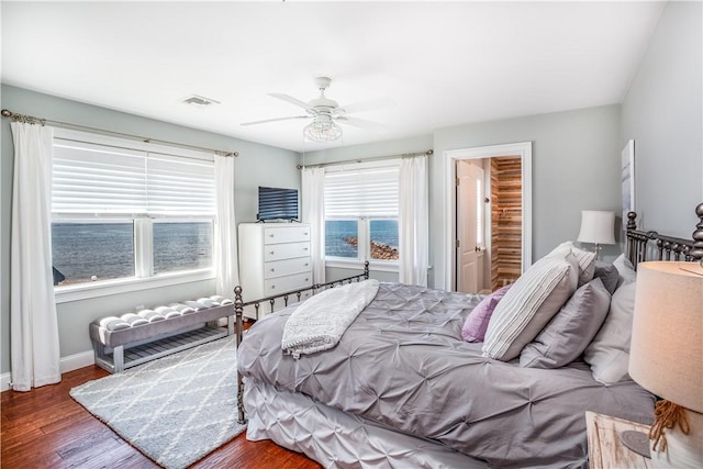 53 Stanton Ave, Narragansett, RI 02882 - bedroom featuring baseboards, a ceiling fan, wood finished floors, and visible vents