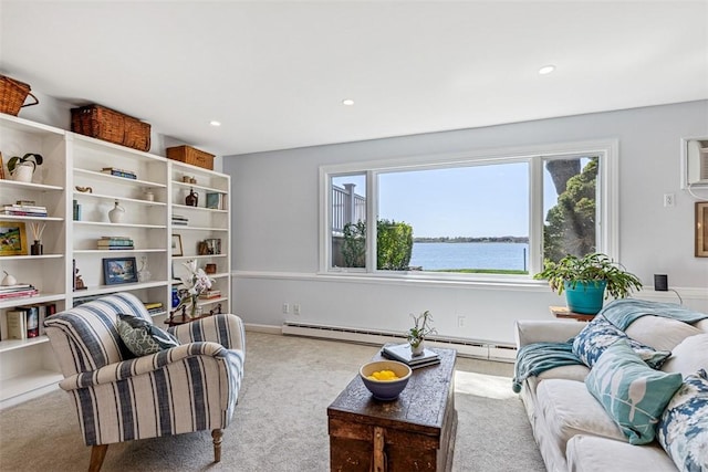 221 Hope St Unit 7, Bristol, RI 02809 - living room with recessed lighting, light colored carpet, and a healthy amount of sunlight