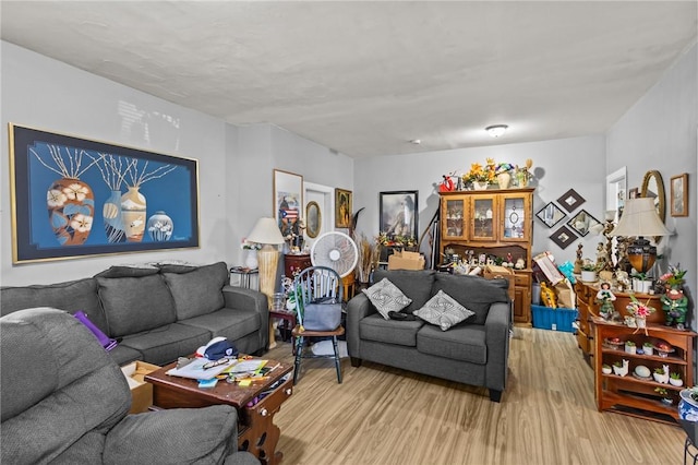 living area featuring light wood-style flooring