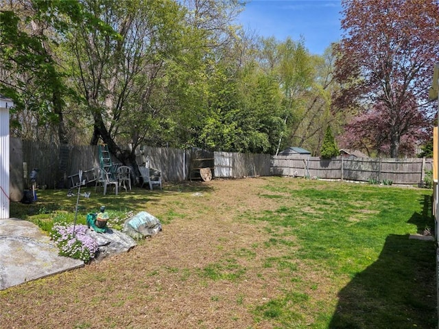 view of yard with a fenced backyard