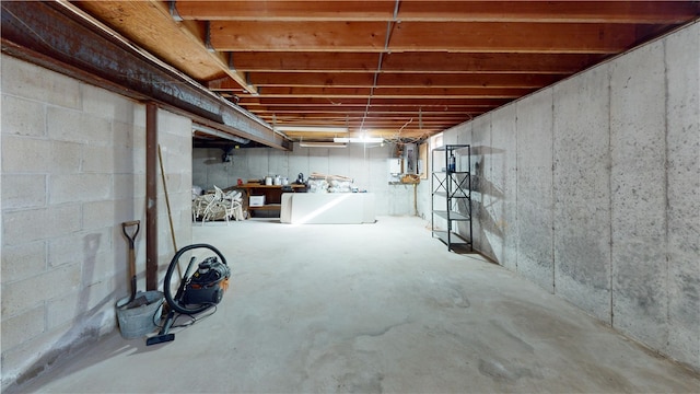 view of unfinished basement