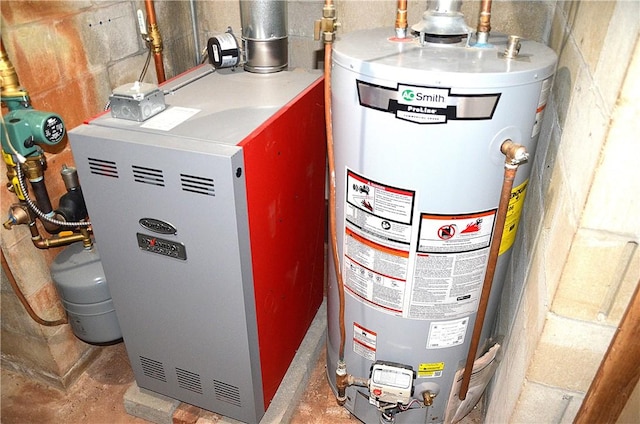 utilities with a heating unit and water heater