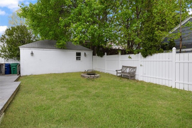 view of yard featuring an outdoor structure and fence private yard
