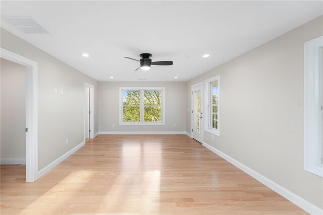 25 Scallop Shell Rd, Narragansett, RI 02882 - empty room featuring light wood-style floors, ceiling fan, recessed lighting, and visible vents