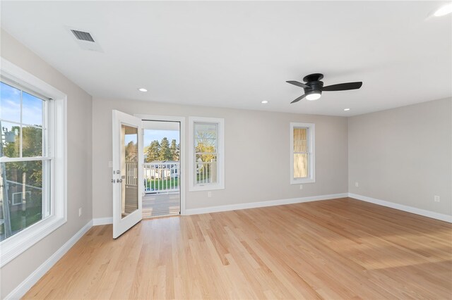 25 Scallop Shell Rd, Narragansett, RI 02882 - empty room featuring recessed lighting, baseboards, ceiling fan, and light wood-type flooring
