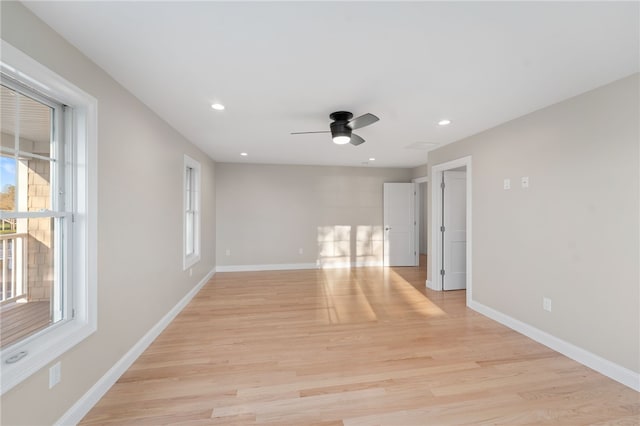 25 Scallop Shell Rd, Narragansett, RI 02882 - empty room with recessed lighting, baseboards, ceiling fan, and light wood-type flooring