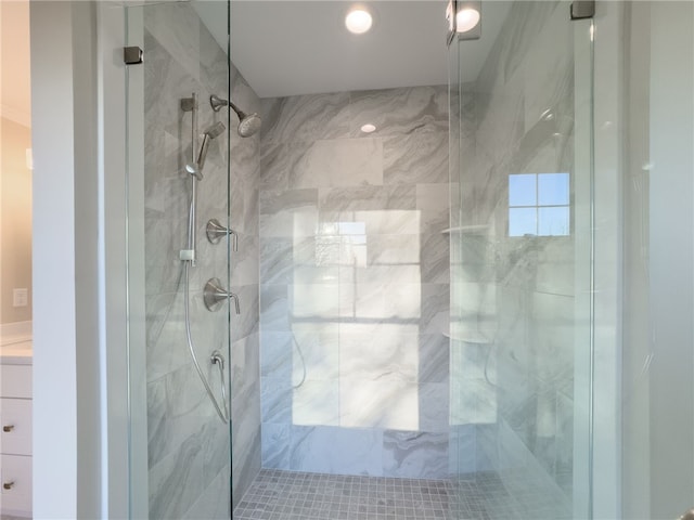 25 Scallop Shell Rd, Narragansett, RI 02882 - bathroom featuring vanity and a marble finish shower