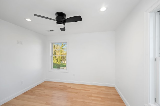 25 Scallop Shell Rd, Narragansett, RI 02882 - empty room featuring recessed lighting, ceiling fan, baseboards, and light wood-style floors