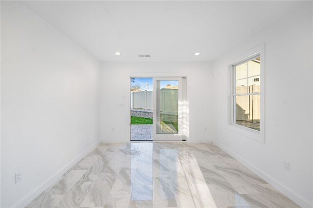 25 Scallop Shell Rd, Narragansett, RI 02882 - spare room with recessed lighting, baseboards, visible vents, and marble finish floor