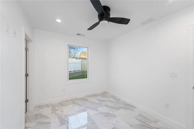 25 Scallop Shell Rd, Narragansett, RI 02882 - empty room featuring visible vents, recessed lighting, marble finish floor, and baseboards