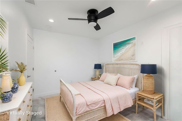 25 Scallop Shell Rd, Narragansett, RI 02882 - bedroom with recessed lighting, a ceiling fan, visible vents, and baseboards